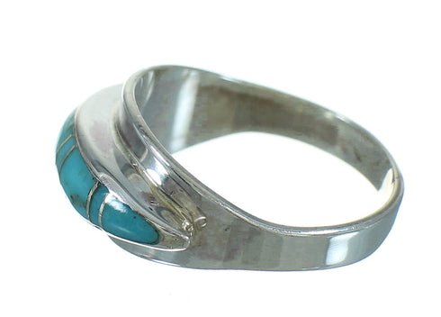 Sterling Silver Turquoise Inlay Ring Size 5-1/2 FX91669